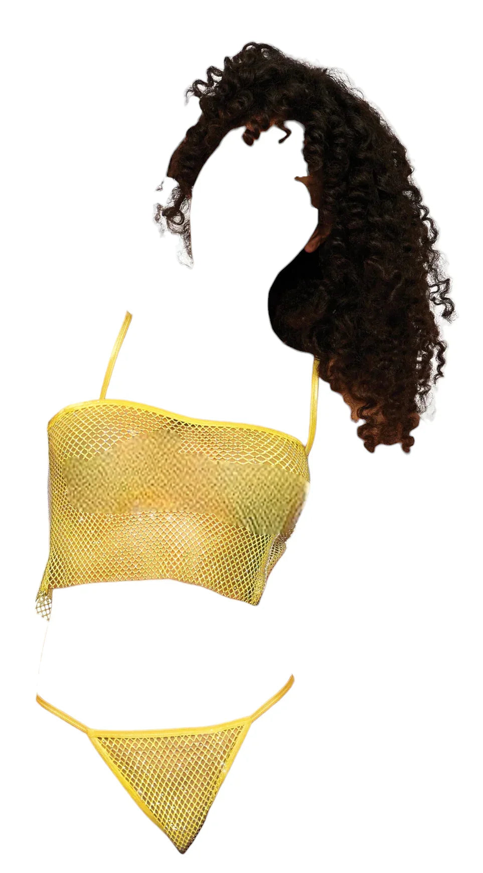 Dreamgirl Fishnet Rhinestone Camisole & G-String Citrus