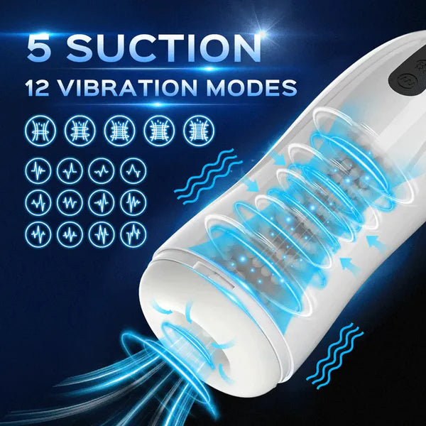 Kai Automatic Male Stroker 12 Vibration Sex Machine White