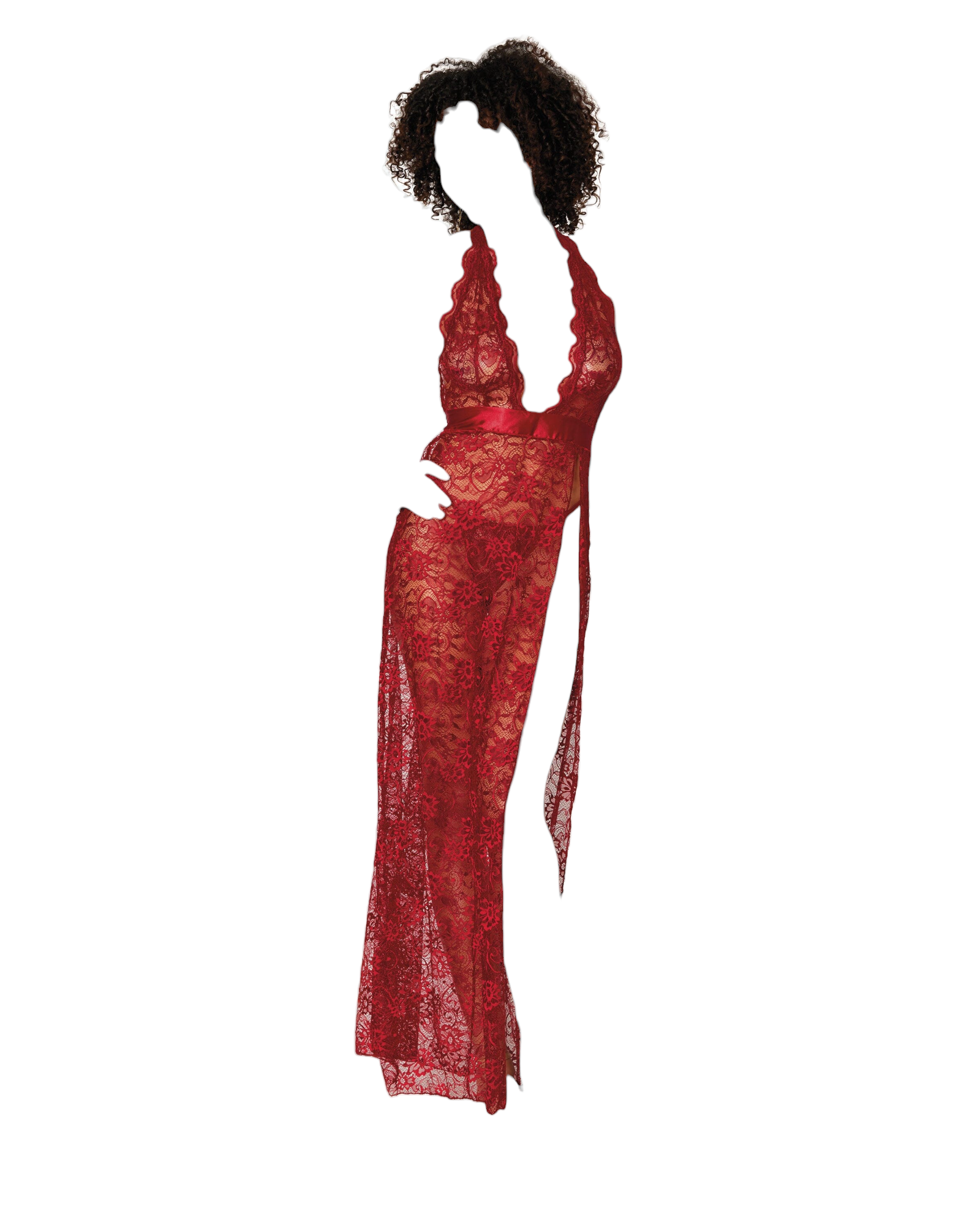 Dreamgirl Lace Halter Gown & G-String Garnet
