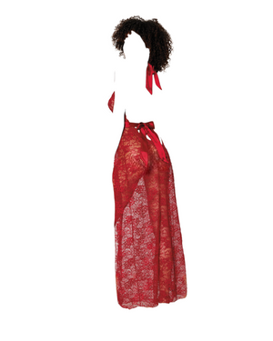 Dreamgirl Lace Halter Gown & G-String Garnet