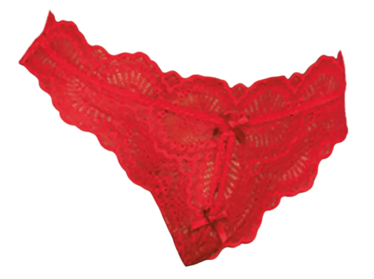 Dreamgirl Lace Tanga Open Crotch Panty with Open Back Detail Red