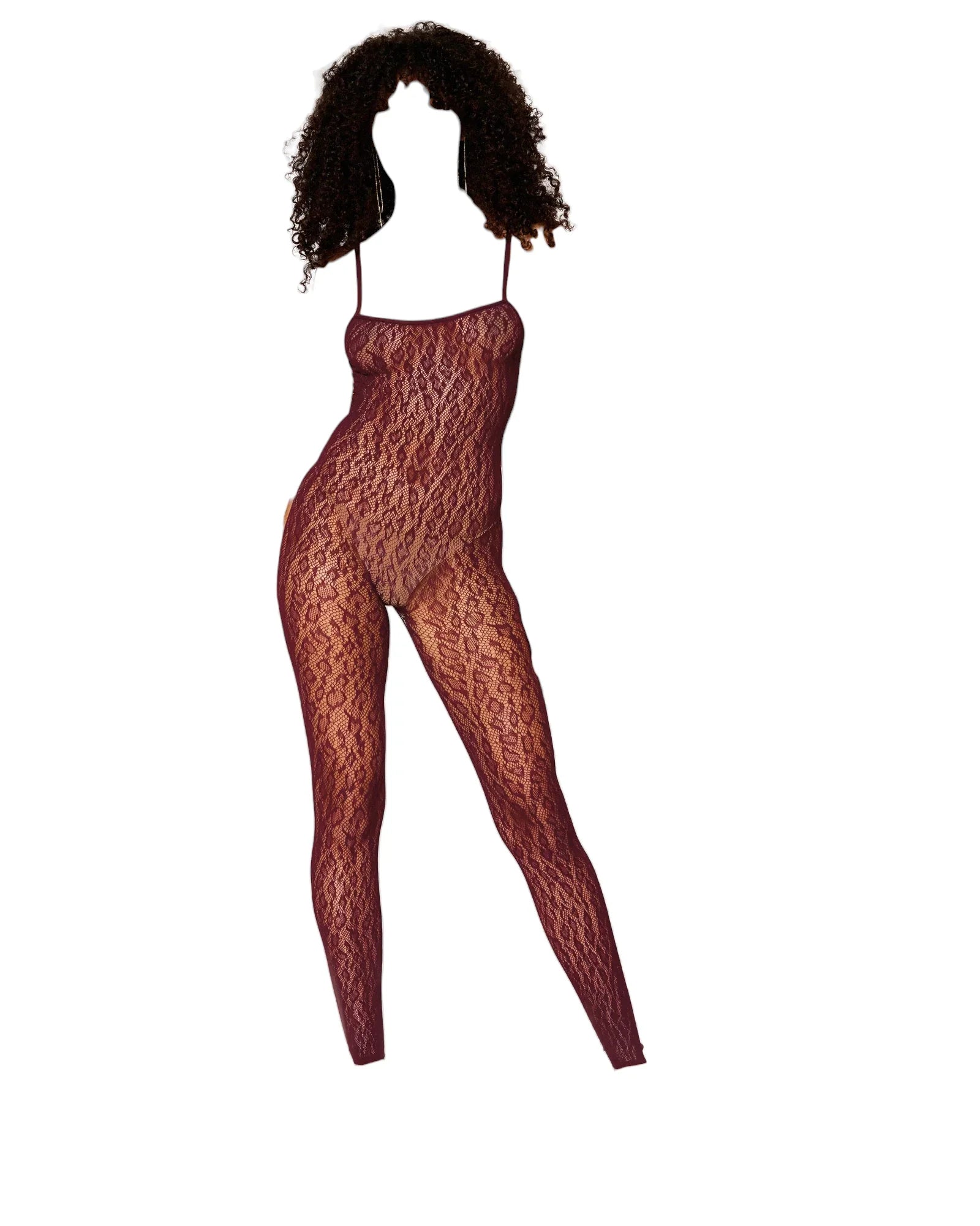 Dreamgirl Animal Print Fishnet Lace Bodystocking & Shrug Burgundy One Size