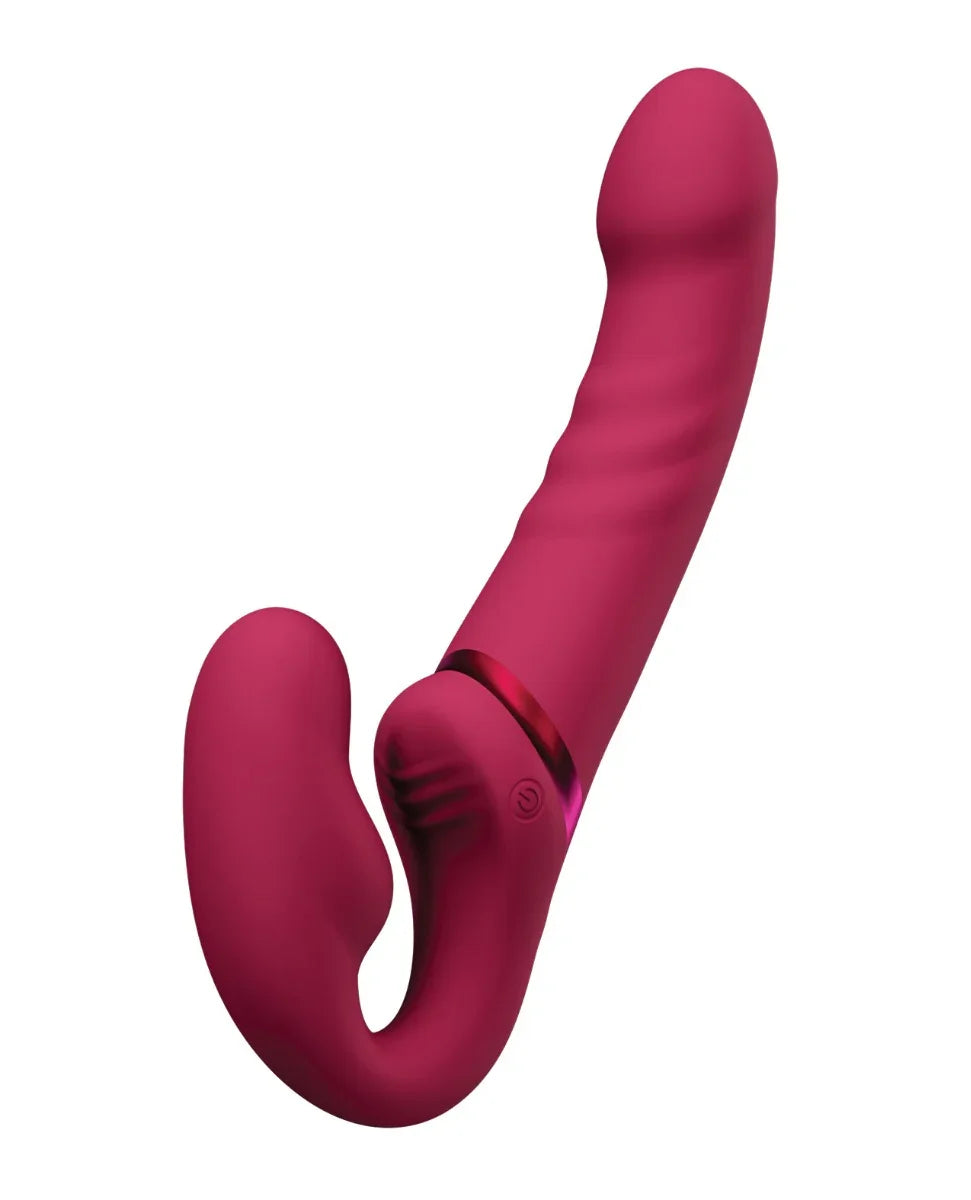 Lovense Lapis Vibrating Double Ended Strapless 3 Motor App Controlled Strap On Pink