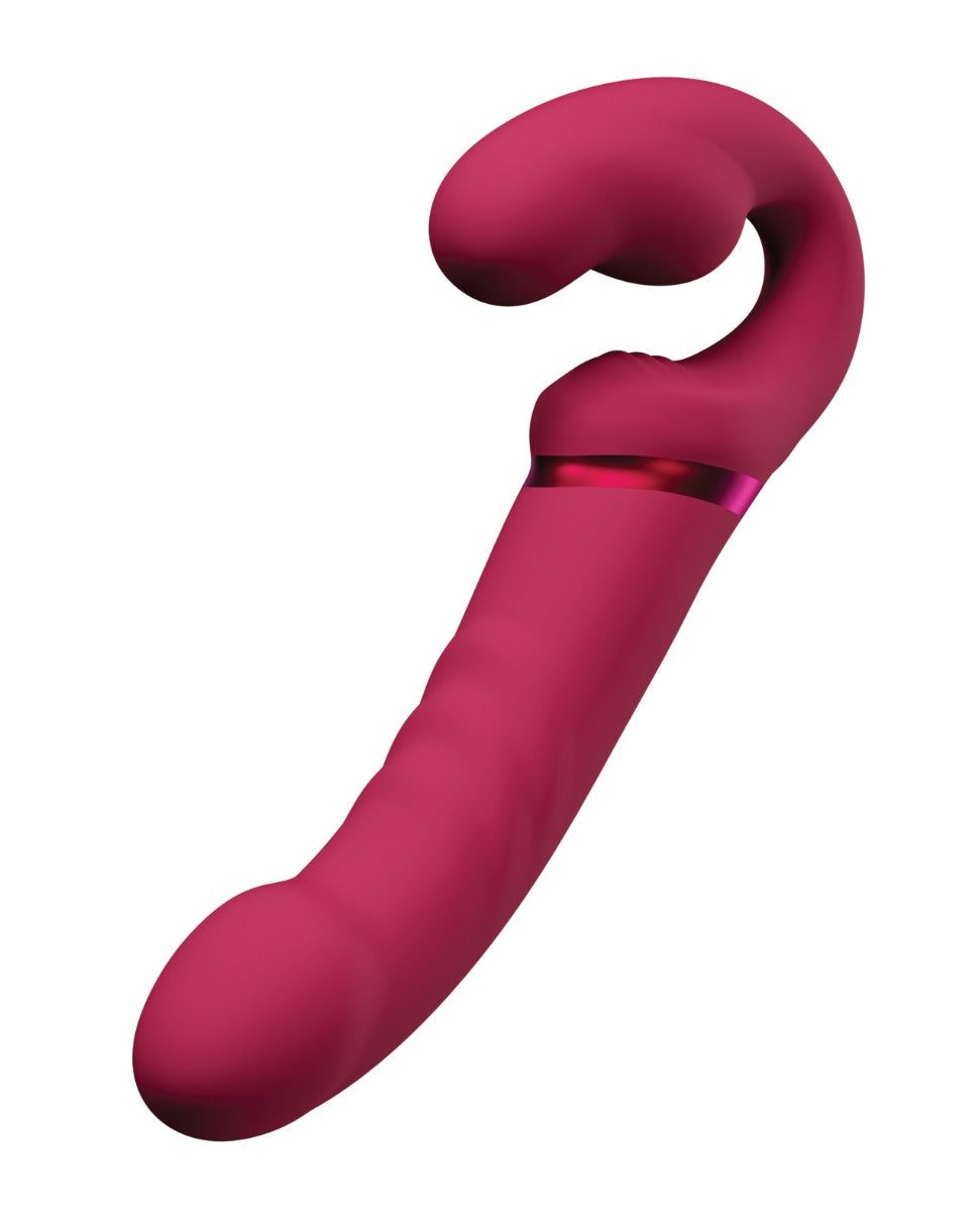 Lovense Lapis Vibrating Double Ended Strapless 3 Motor App Controlled Strap On Pink