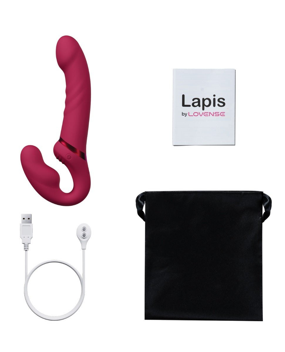 Lovense Lapis Vibrating Double Ended Strapless 3 Motor App Controlled Strap On Pink