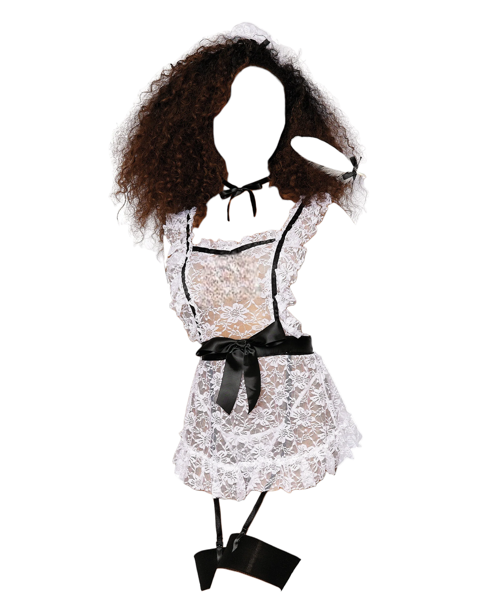 Dreamgirl Maid To Tease Lace Apron with Ruffle Details Roleplay Set Black/White One Size