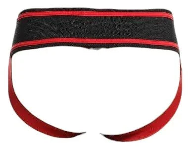 Male Basics Mob Fetish Football Front Lace Tie Jockstrap Red