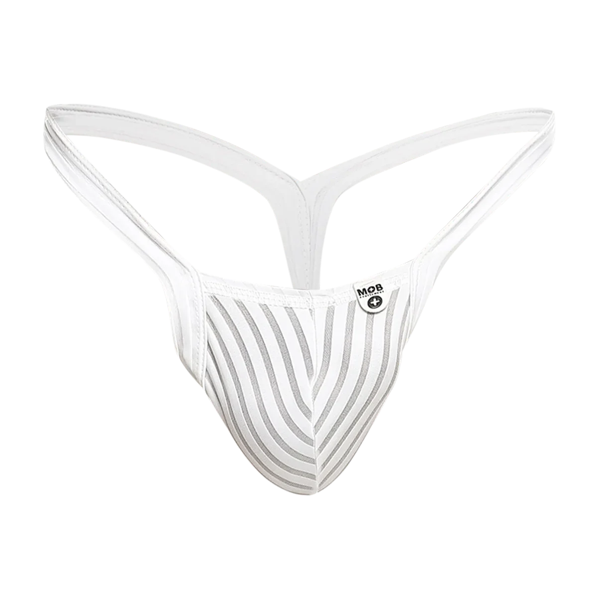 Male Basics Mob Y Buns Thong White Sheer