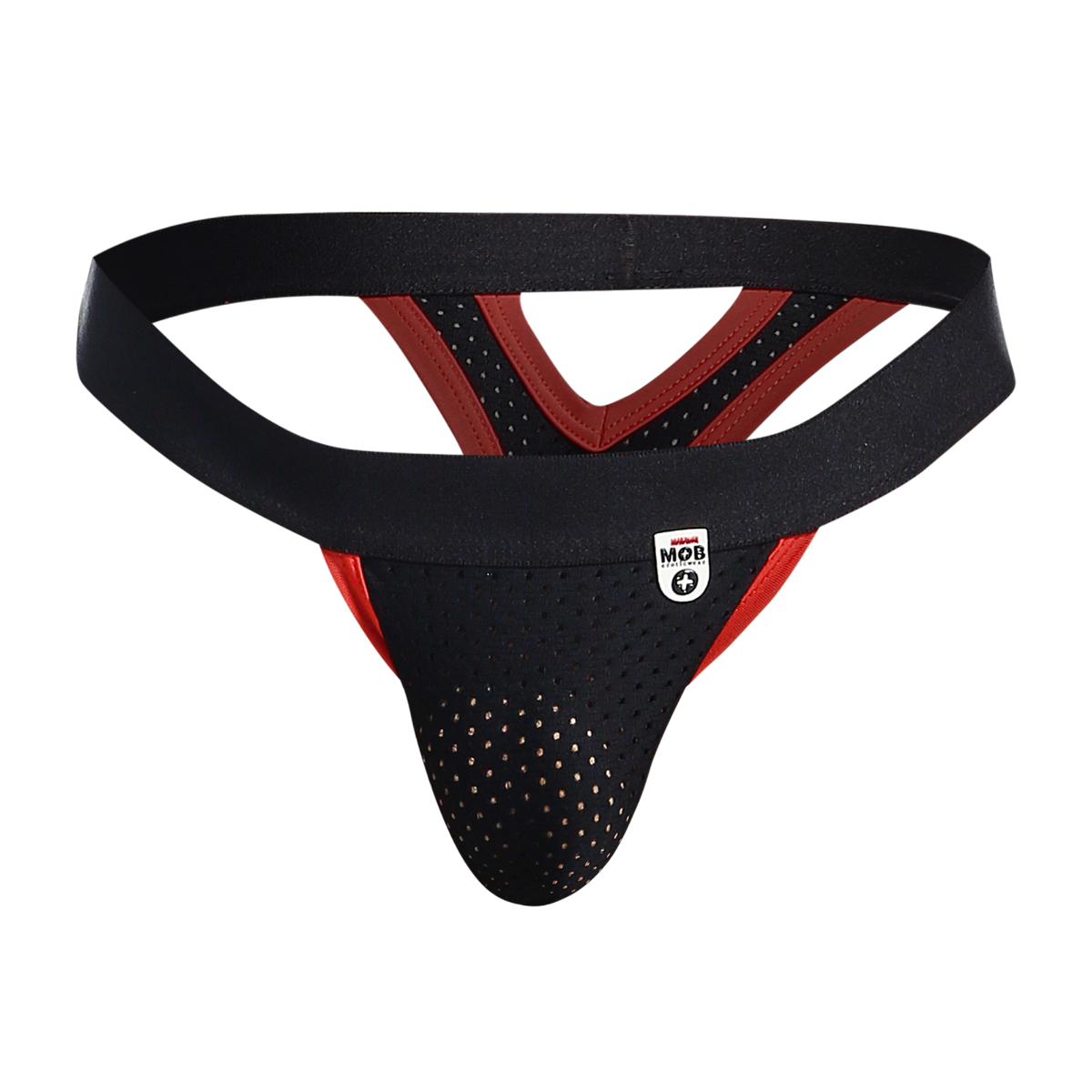 Male Basics MOB Men's Mesh Y Thong Black Red