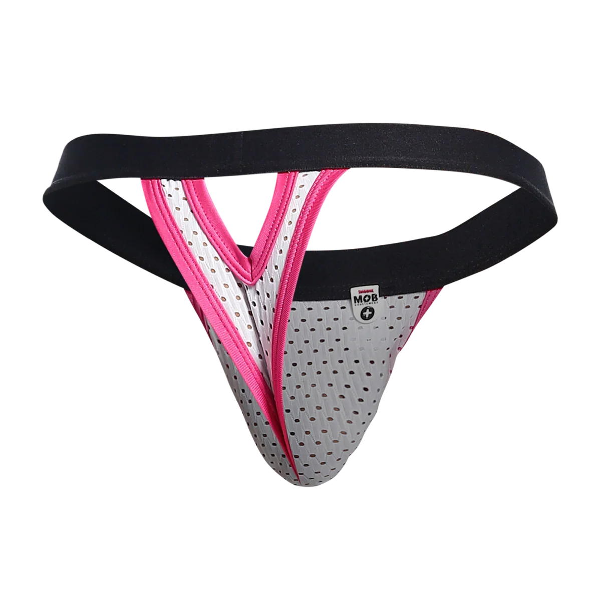 Male Basics MOB Men's Mesh Y Thong White Pink