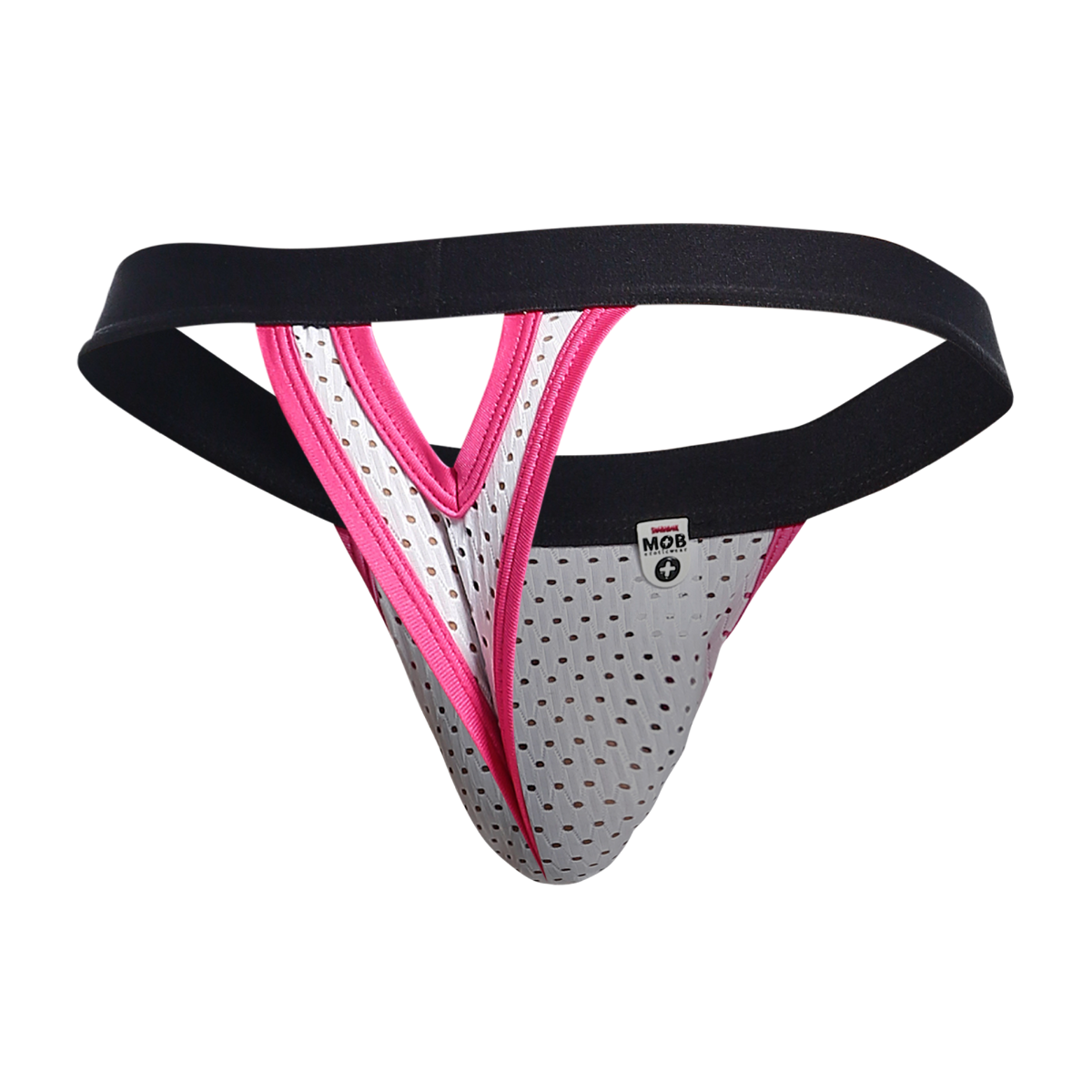 Male Basics MOB Men's Mesh Y Thong White Pink