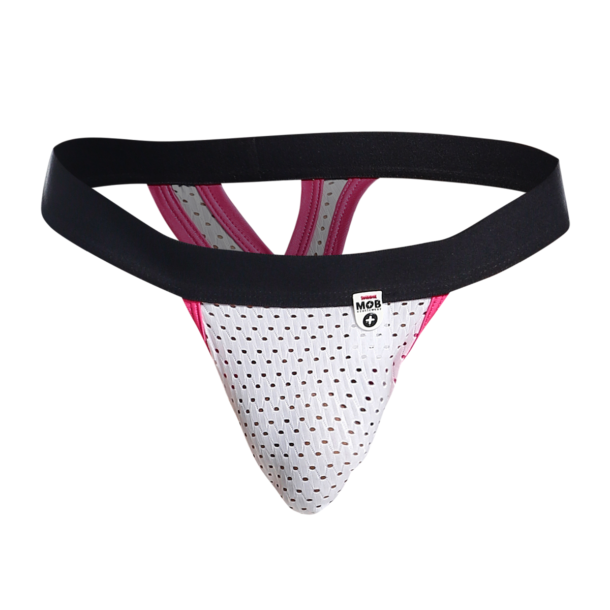 Male Basics MOB Men's Mesh Y Thong White Pink