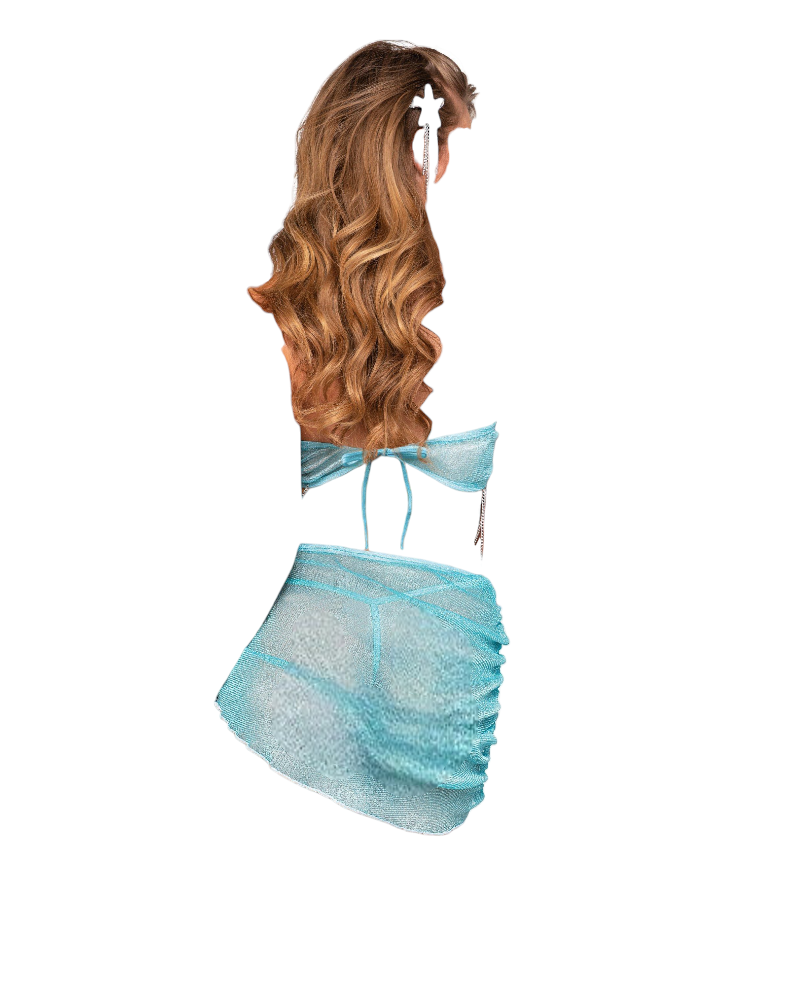 Dreamgirl Mermaid-Themed Sparkle Mesh Bandeau Bralette & Mini Skirt Costume Blue Set One Size