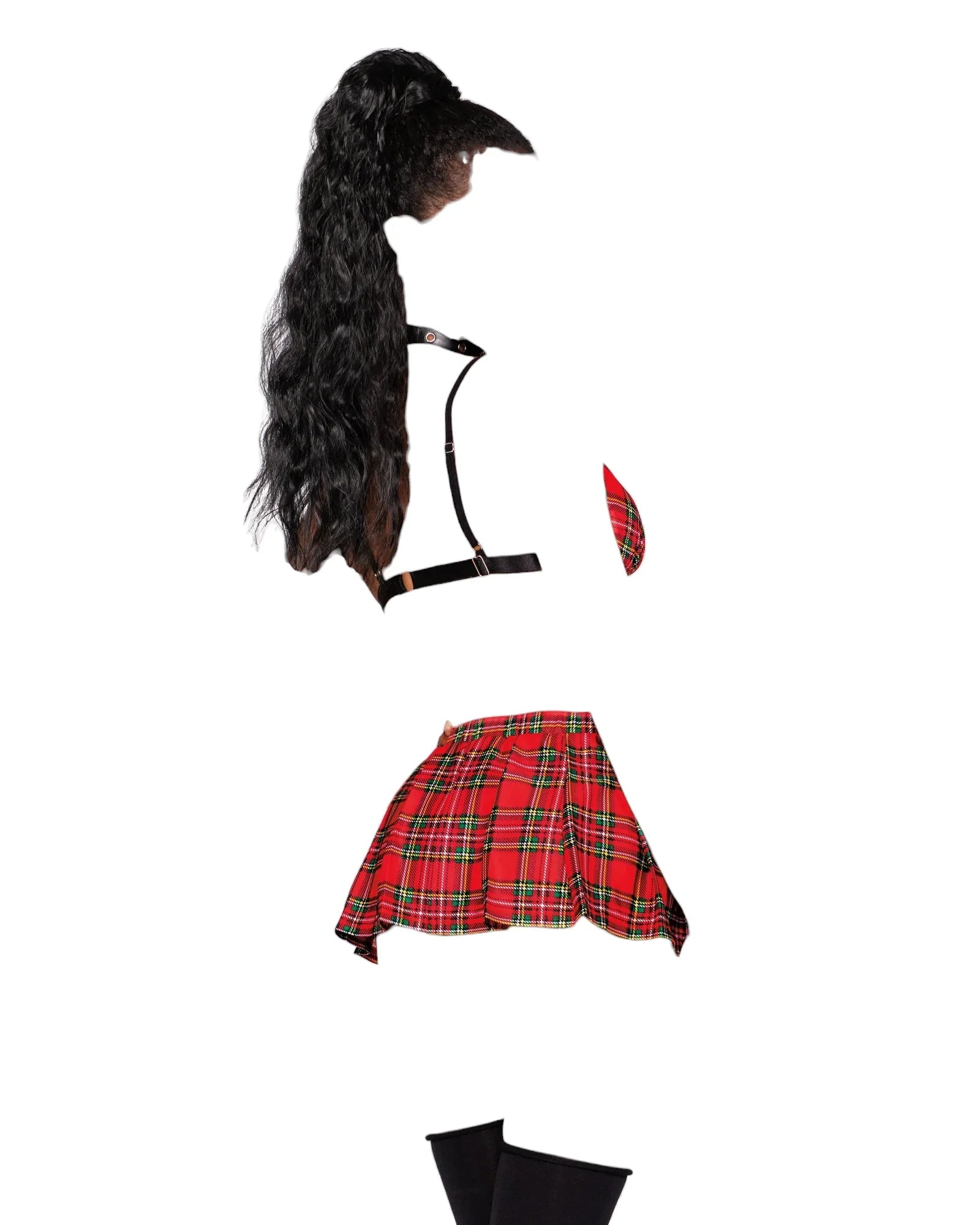 Dreamgirl Naughty 3 PC Schoolgirl-Themed Plaid Bralette Mini Skirt & Choker Set Red One Size