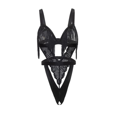 Annika Open Cup Teddy with Fringe Detail Black