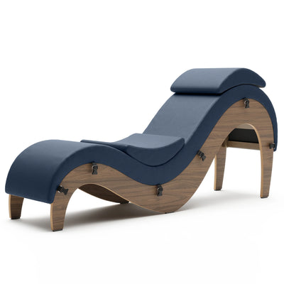 Liberator Supervio Premier Ultraleather Sex Chaise with Walnut Frame and Cuff Kit Restraints