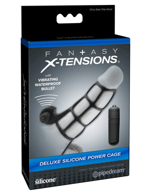 Pipedream Fantasy X-tensions Vibrating Deluxe Silicone Power Penis Cage Black