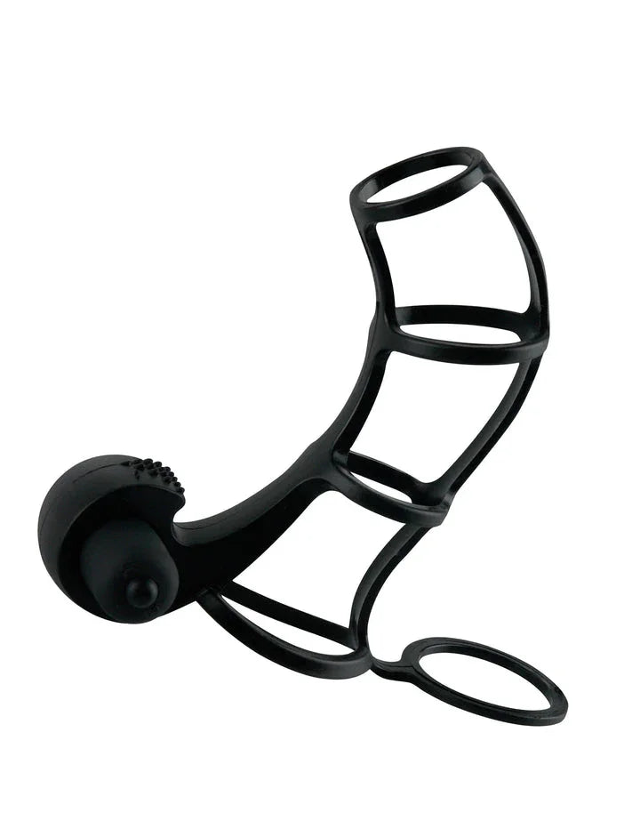 Pipedream Fantasy X-tensions Vibrating Deluxe Silicone Power Penis Cage Black