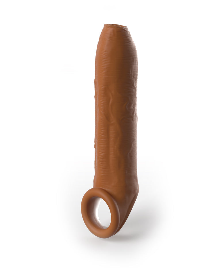 Fantasy X-tensions Elite Uncut 7 in. Open-Ended Silicone Penis Enhancement Sleeve with Strap Tan