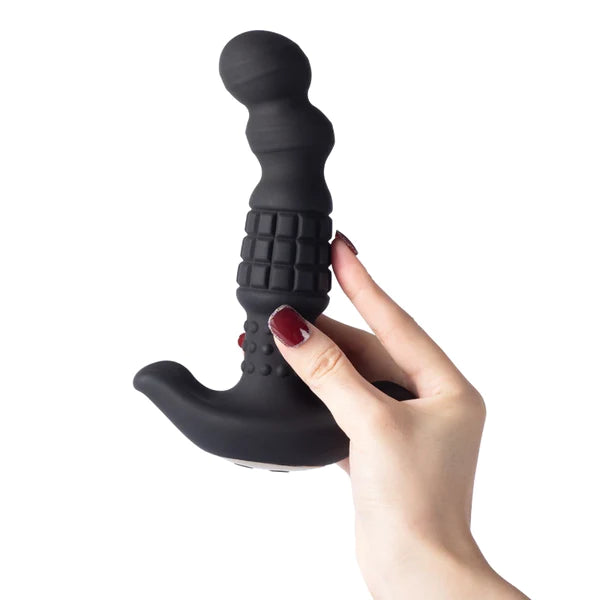 Pineapple Man Vibrating Prostate Massager with Rolling Beads Black
