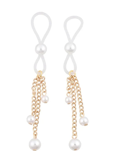 Sportsheets Sex & Mischief Pearl Nipple Ties Gold/White