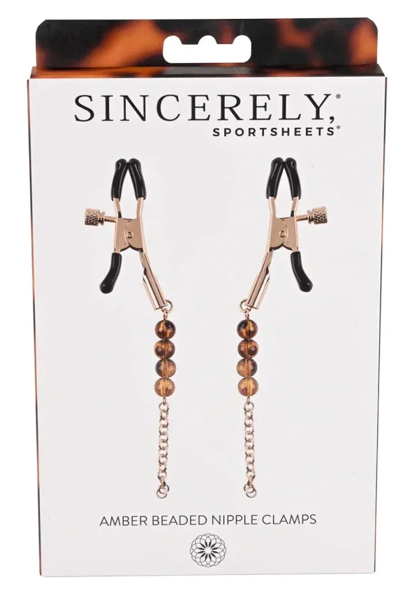 Sincerely, Sportsheets Amber Adjustable Beaded Nipple Clamps Tortoiseshell