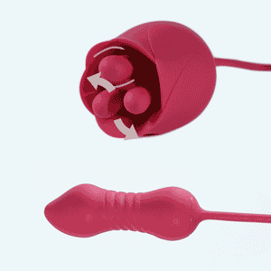 Rosa Dual End Rotating Rose Clit Toy & Thrusting G-Spot Vibrator Red