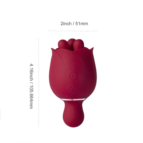 Rosewyn Rotating Rose Finger Pinching Stimulation Clitoral Vibrator & Pinpoint Stimulator Red