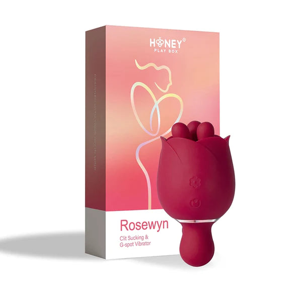 Rosewyn Rotating Rose Finger Pinching Stimulation Clitoral Vibrator & Pinpoint Stimulator Red