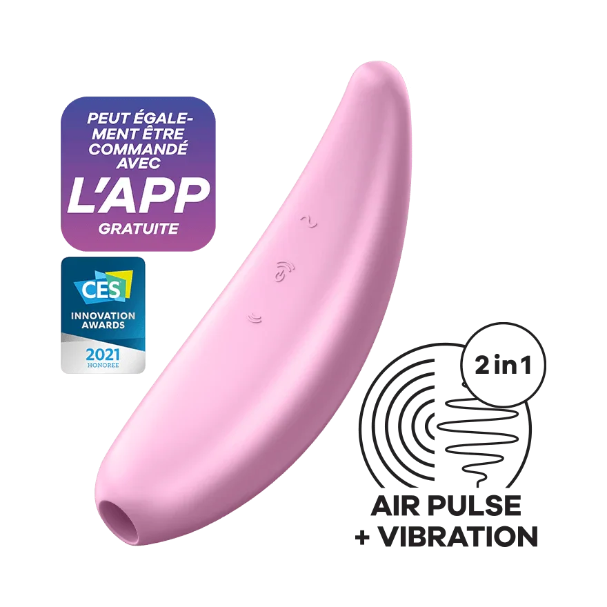 Satisfyer Curvy 3+ 2-N-1 Rechargeable Silicone Lay-On Clitoral Stimulator Pink