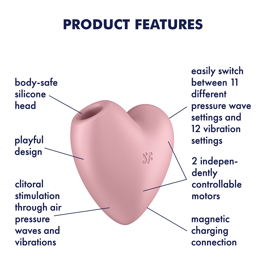 Satisfyer Cutie Heart Rechargeable Silicone Clitoral Stimulator with Air Pulse Waves