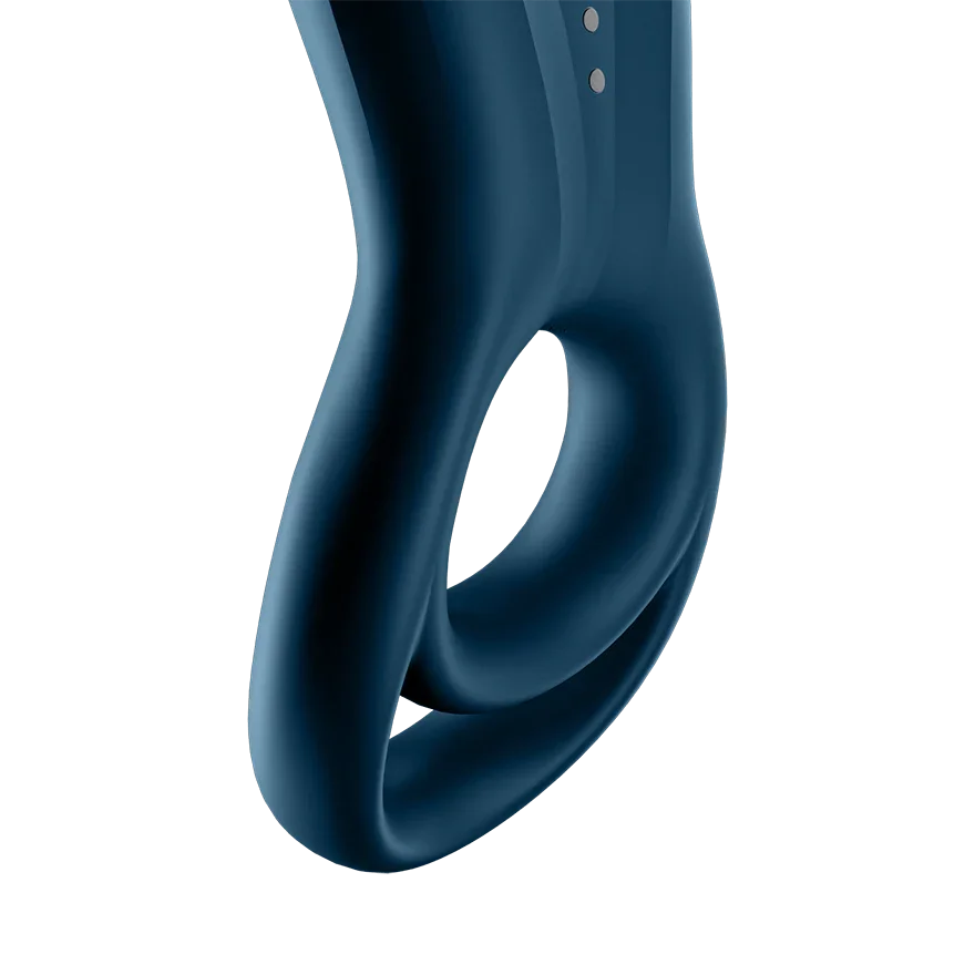 Satisfyer Epic Duo Silicone Vibrating App Enabled Penis & Ball Ring Blue