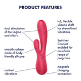 Satisfyer Mono Flex Rechargeable Silicone 50 Vibration Combo App Enabled Rabbit Vibrator