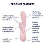 Satisfyer Mono Flex Rechargeable Silicone 50 Vibration Combo App Enabled Rabbit Vibrator