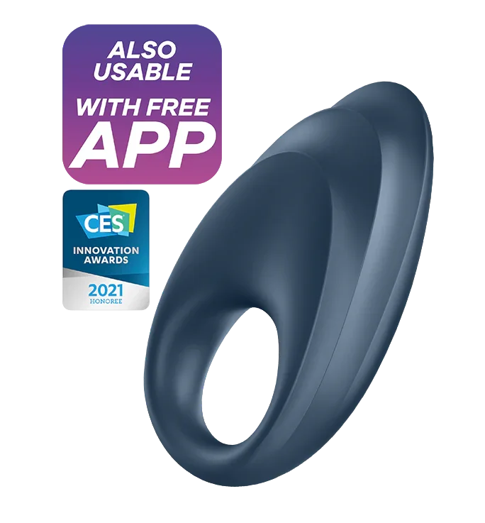 Satisfyer Powerful One Rechargeable App Enabled Couple's Vibrating Penis Ring Blue