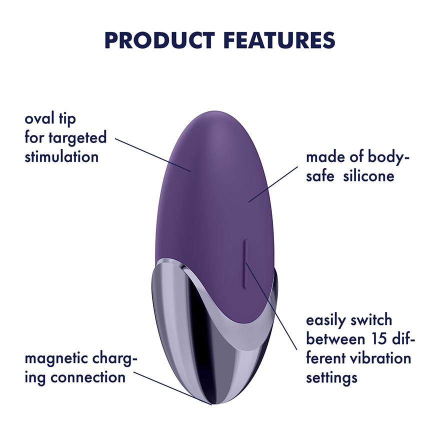 Satisfyer Lay-On Purple Pleasure Silicone USB Recharge Vibrator Waterproof Purple