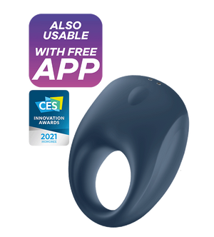 Satisfyer Strong One Rechargeable Silicone Couple's App Enabled Vibrating Penis Ring Blue