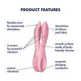 Satisfyer Threesome 1 Rechargeable 3 Motor Lay On Clitoral Vibrator