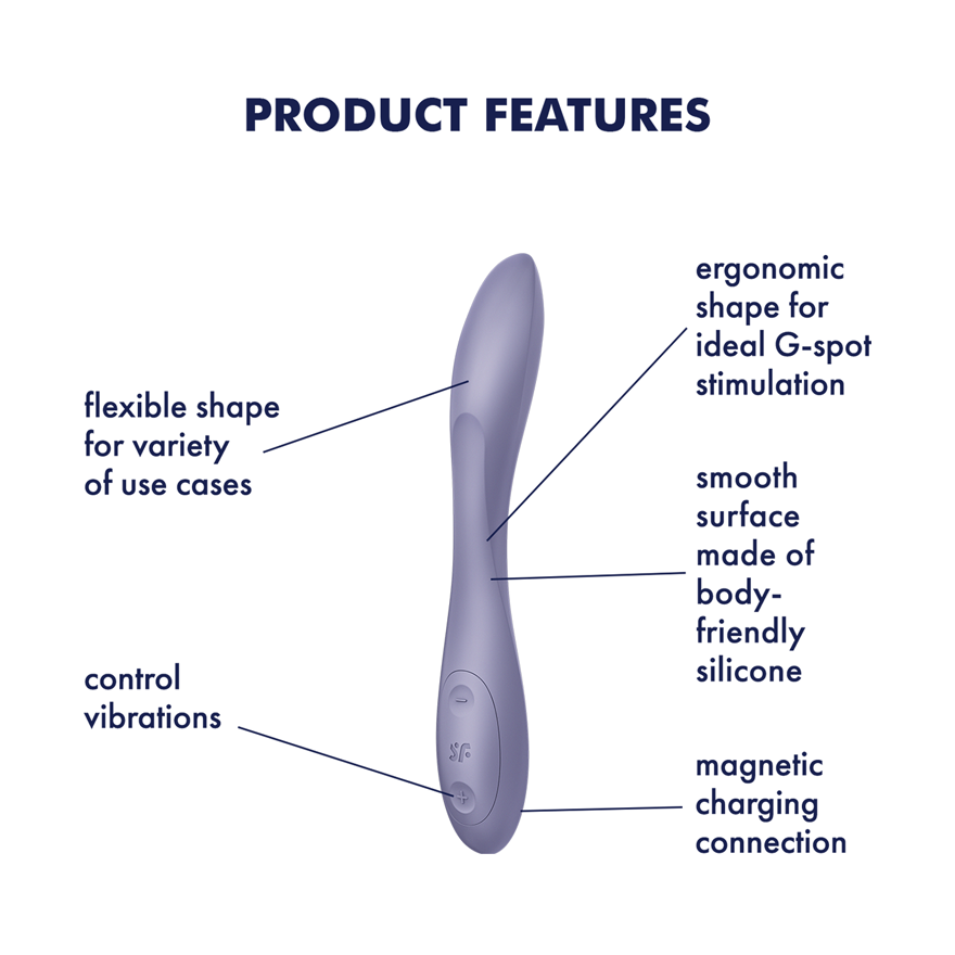 Satisfyer G-Spot Flex 2 Rechargeable Silicone Classic or Rabbit Style Vibrator Dark Violet