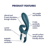 Satisfyer Hug Me Rechargeable Silicone Rabbit Vibrator with Clitoral Stimulation