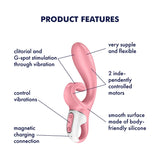 Satisfyer Hug Me Rechargeable Silicone Rabbit Vibrator with Clitoral Stimulation