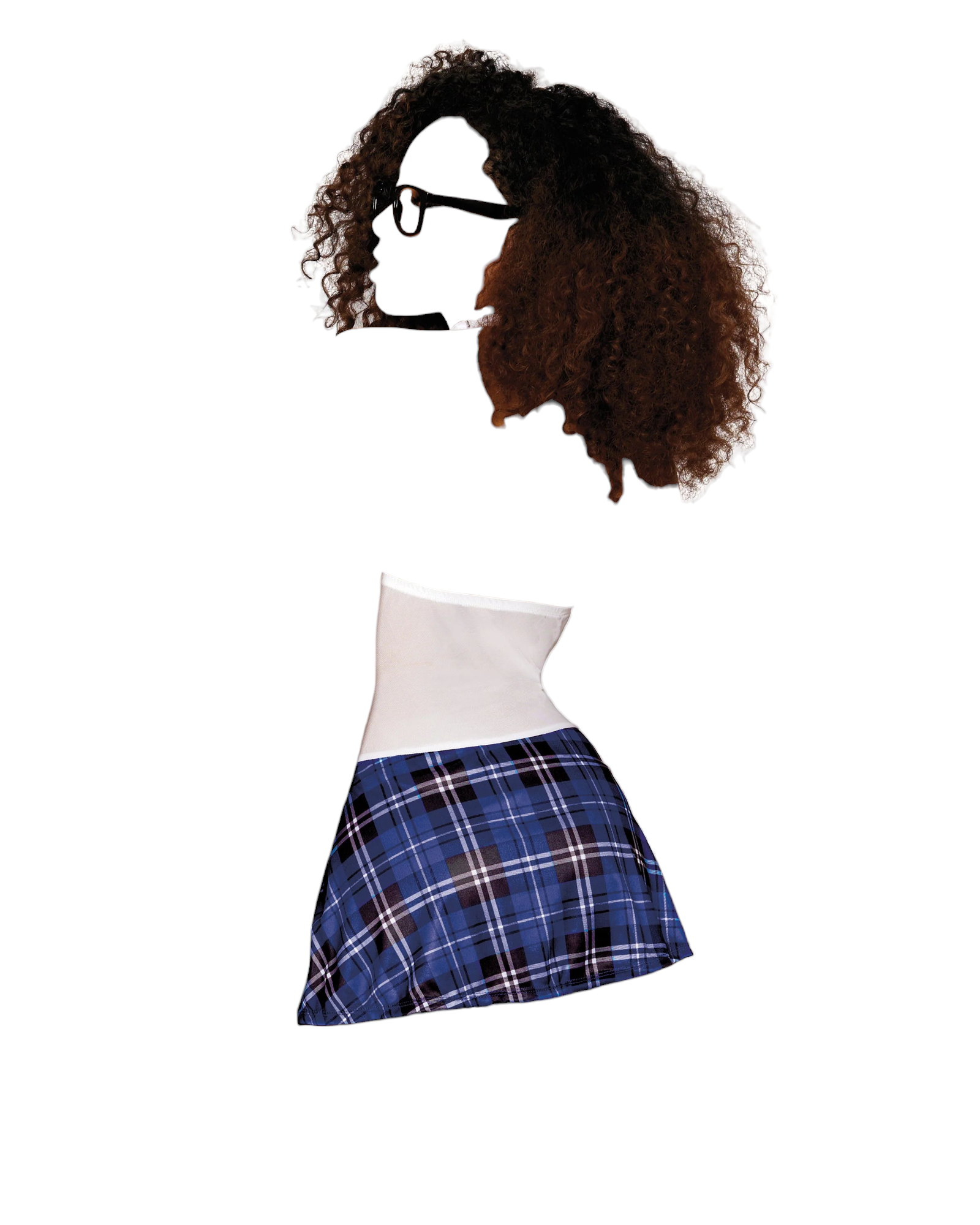 Dreamgirl Schoolgirl Tease Stretch Mesh Chemise with Pleated Skirt Roleplay Set Blue Plaid