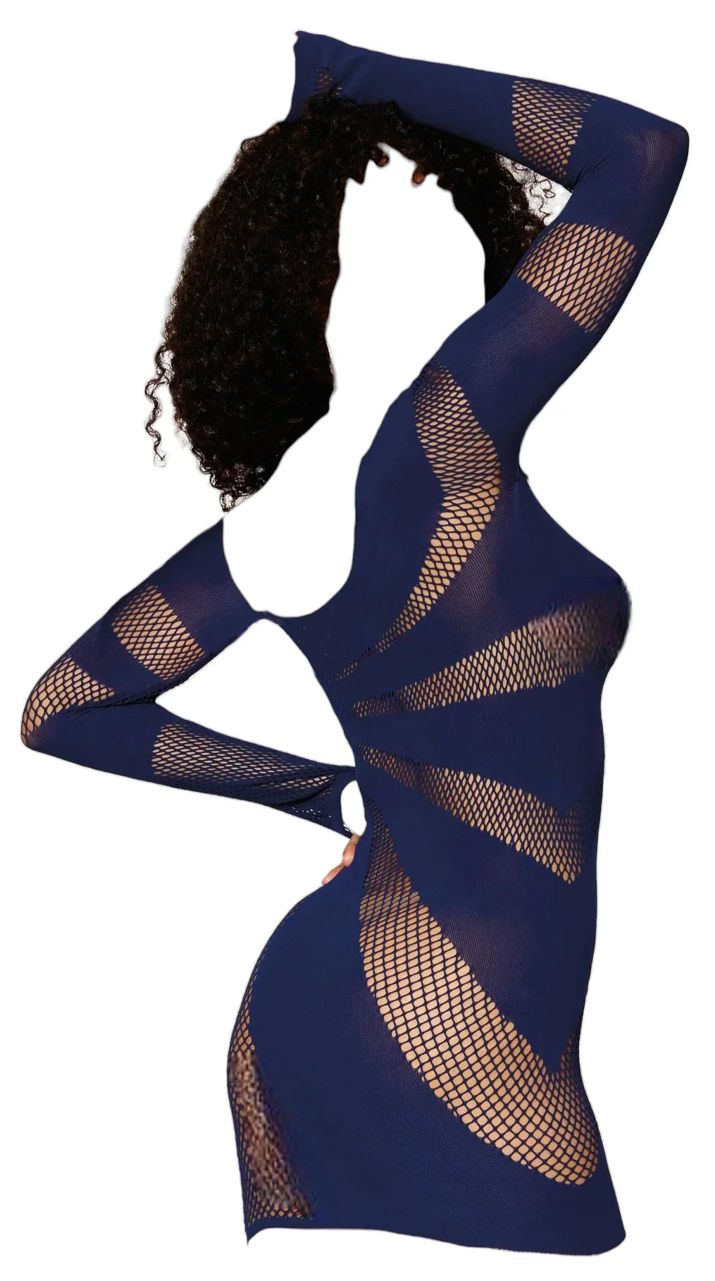 Dreamgirl Stripey One-Shoulder Fishnet Chemise Nocturnal