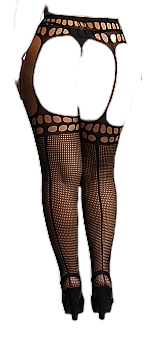 Shots Le Desir Garterbelt Stockings With Open Design Black