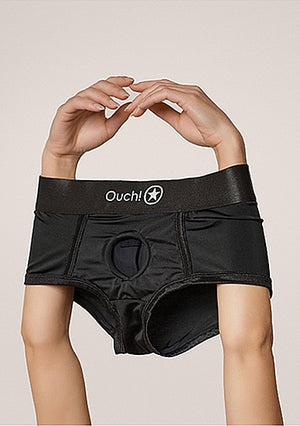 Shots Ouch! Vibrating Strap-on Mid Rise Fuller Cut Fit Brief Black