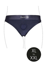 Shots Ouch! Vibrating Strap-on Hipster Open Crotch Briefs with Lace Detail Black