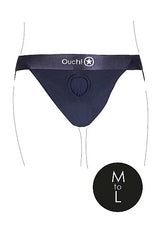 Shots Ouch! Vibrating Strap-on Panty Harness with Open Back Black