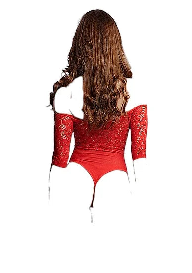 Shots Le Desir Crotchless Rhinestone Teddy Red