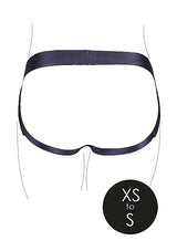 Shots Ouch! Vibrating Strap-on Panty Harness with Open Back Black