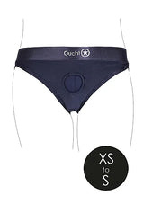 Shots Ouch! Vibrating Strap-on Hipster Open Crotch Briefs with Lace Detail Black